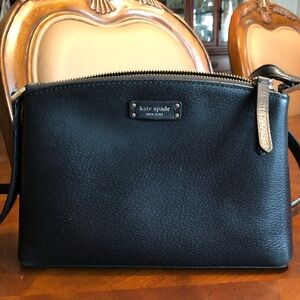 kate spade Black Leather Jeanne Pebble Crossbody Bag